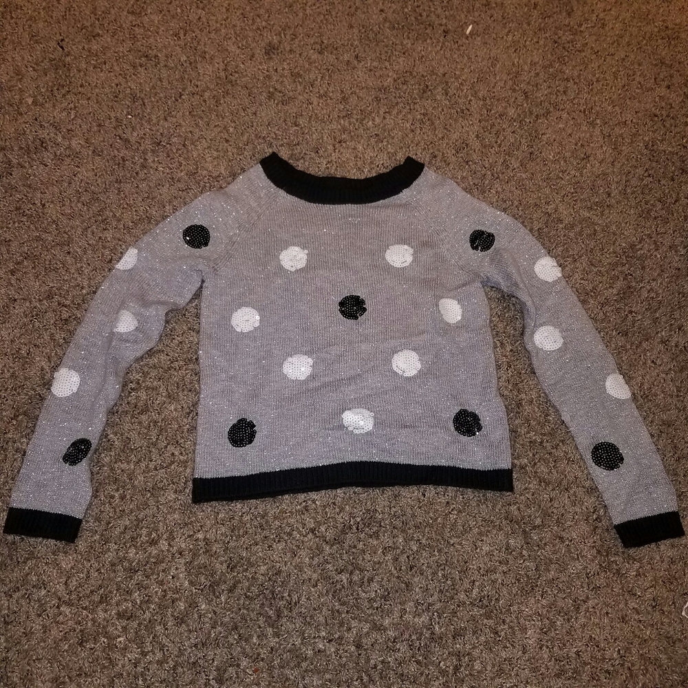 Justice Grey Polka Dot Sweater